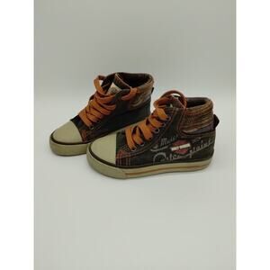 Harley Davidson Denim and Plaid Little Boys Vulcanized high tops size 9 Preowned